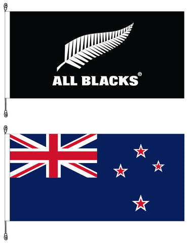 New Zealand Premium Flag and All Blacks®  Premium Flag Bundle. SAVE $10.00!