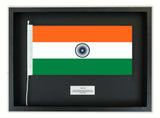 Authentic India Flag in a Black Oak Frame. Free shipping in NZ.