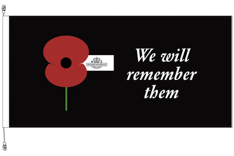We Will Remember Them Horizontal Flag (ANZAC) - Premium