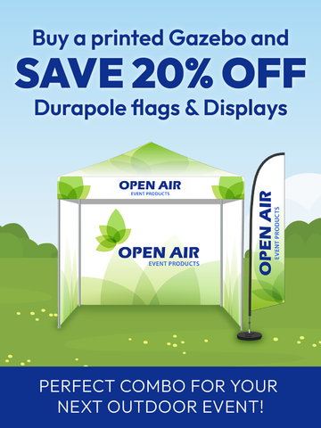Buy a printed Gazebo & Save 20% off Durapole flags & displays