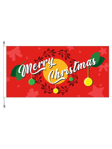 Christmas Wreath & Bauble Horizontal Flag 1800x900mm