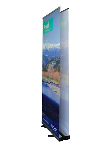 Double Sided Pull Up Satin Fabric Banner.  1/2 Prce Deal!