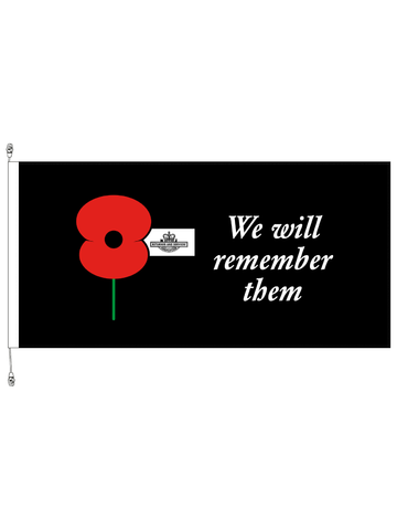 We Will Remember Them Horizontal Flag (ANZAC) - Premium