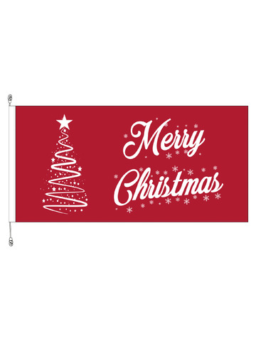 Christmas Tree Ribbon Red Horizontal Flag 1800x900mm