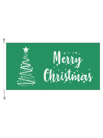 Christmas Tree Ribbon Green Horizontal Flag 1800x900mm