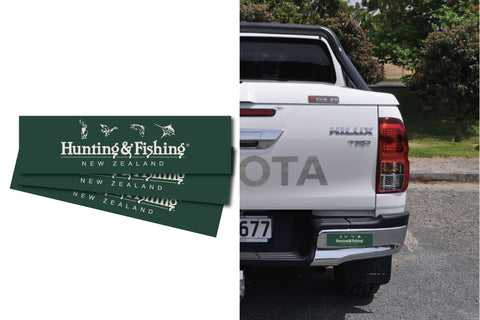 Hunting & Fishing Bumper Stickers.  Pk of 100.   Size: 275mm x 75mm