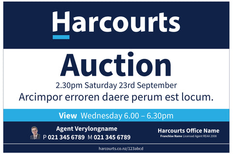 Harcourts Auction Sign
