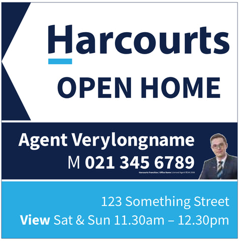 Harcourts Directional Sign Including  Agents Details