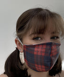 FACE MASKS. RED TARTAN DESIGN ADULT AND YOUTH SIZES. PRICED FROM: