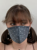 FACE MASKS. GREY TRIANGLE DESIGN ADULT AND CHILD SIZES. PRICED FROM: