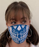 FACE MASKS. DAY OF THE DEAD BLUE DESIGN ADULT AND YOUTH SIZES. PRICED FROM: