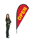 NEW! Open Flag and Display. 2.3m High. SAVE $30.00!*.  Double -Sided. Priced from: