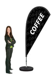NEW! COFFEE Flag and Display. 2.3m High. SAVE $30.00!*  Double-Sided. Priced from:
